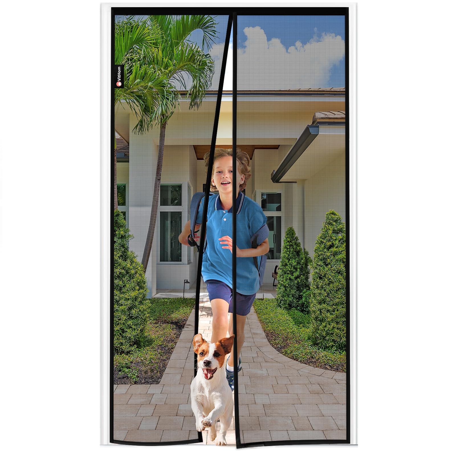 Schnellschließen Fliegengitter Balkontür Magnet mit Stärkere Magneten, 90 * 200cm Fliegengitter Tür Ohne Bohren,3.8cm Breites Klettband, Insektenschutz Balkontür, Für Balkontür/Terrassentür, Schwarz