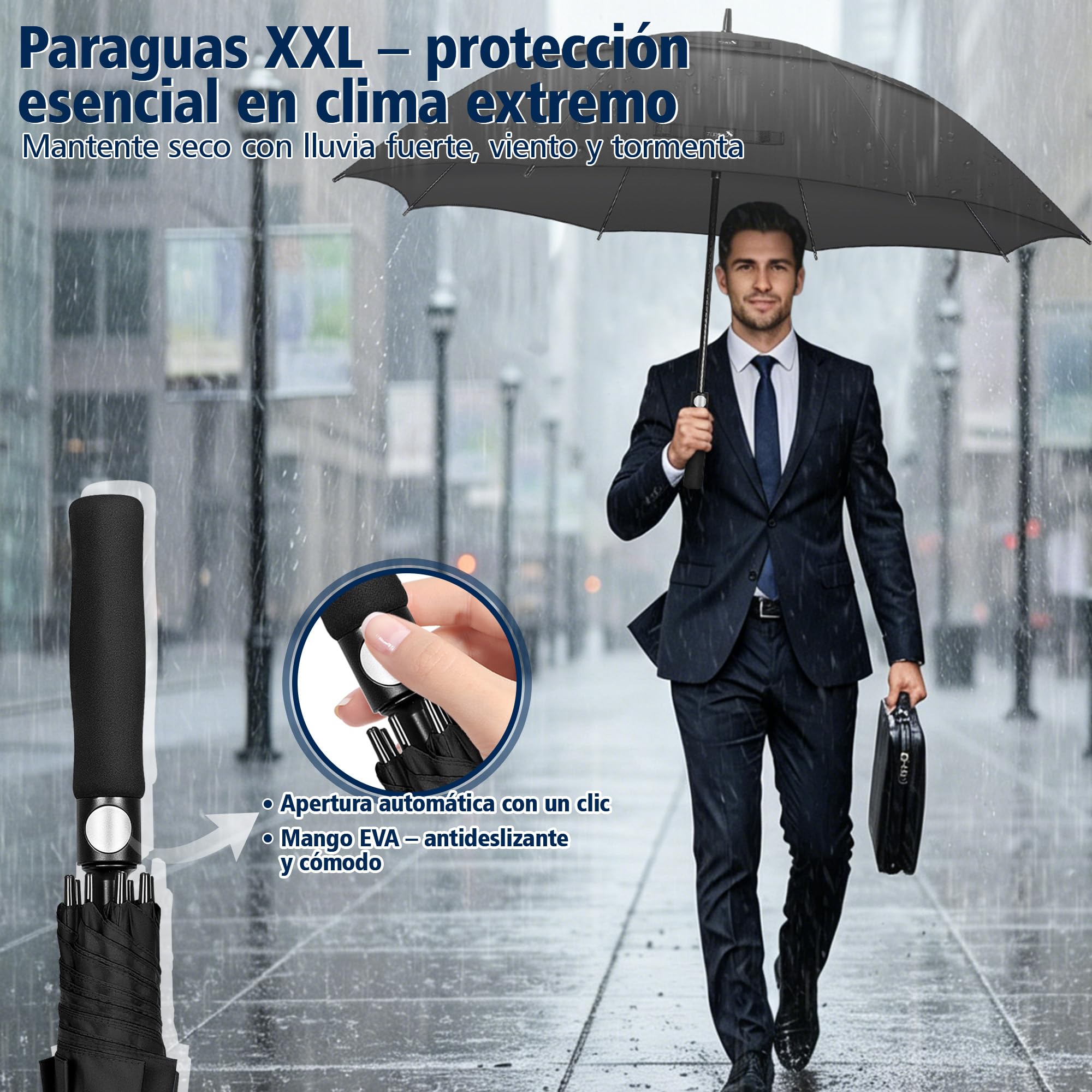 ZOMAKE Paraguas Grande 62/68 Pulgadas,XL/XXL Paraguas Golf Grandes Antiviento,Umbrella Resistente Con Doble Toldo Venteado Impermeable Para Hombre Mujer