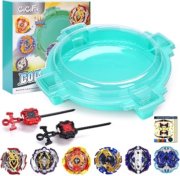 Stadium Arena Toy Set, 6 Burst Battling Tops and 2 Launchers, Ages 6+ Green | Anti-fly-off Roof, All in One Pack, Birthday Gift, Family Battle Fun, Reduce Screen Time