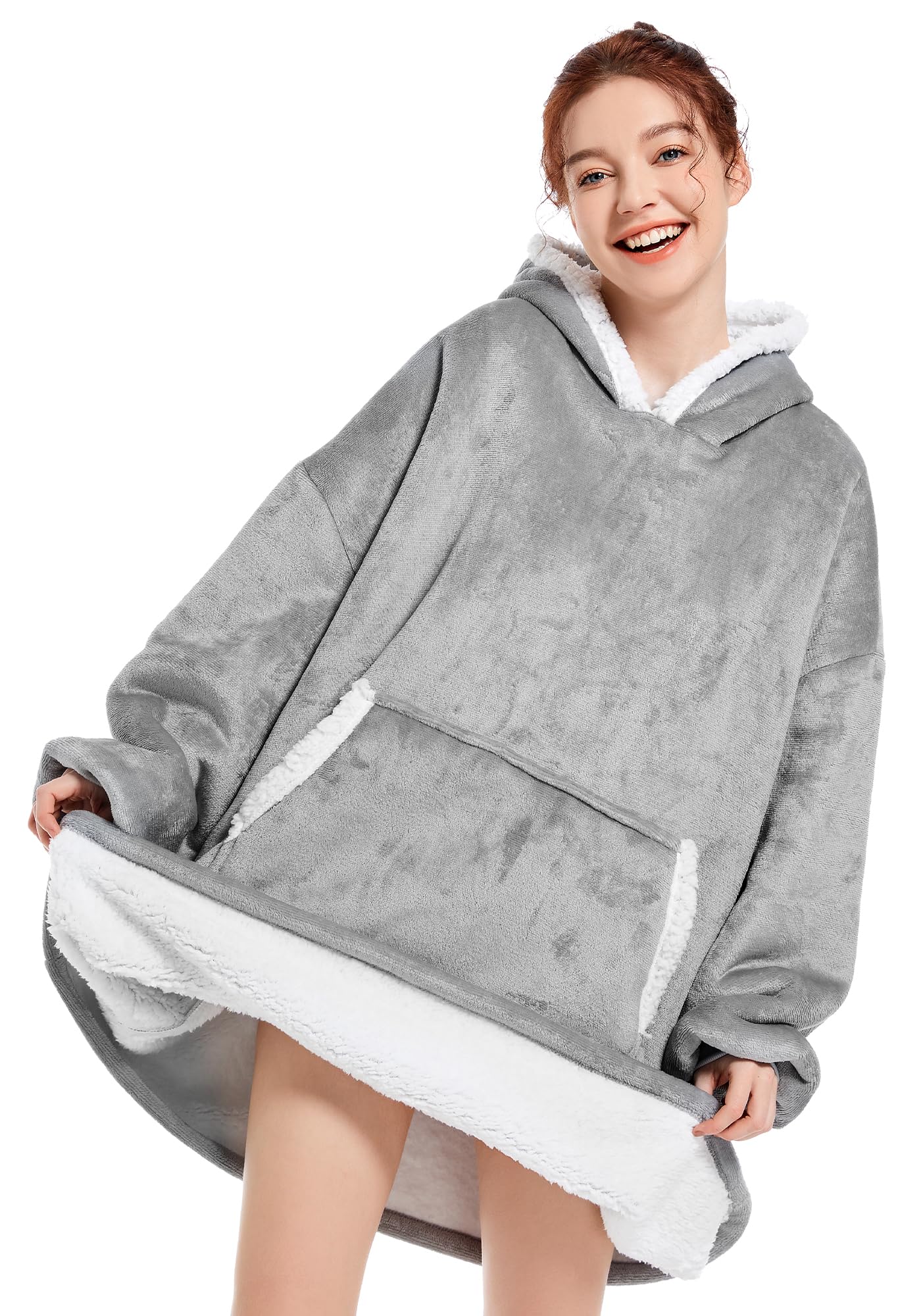 DOVAVA Blanket Hoodie, Oversized Wearable Blanket Sherpa Fleece Super Soft Comfortable Warm for Women Men Teens, One Size Fits All
