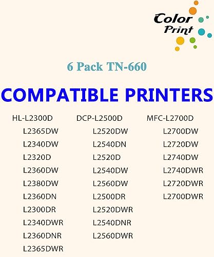 Miniatura 5 de Cartucho de tóner compatible TN660 de repuesto para Brother TN-660 TN630 TN 660 para HL-L2300D L2365DW L2340DW L2320D L2360DW DCP-L2520DW