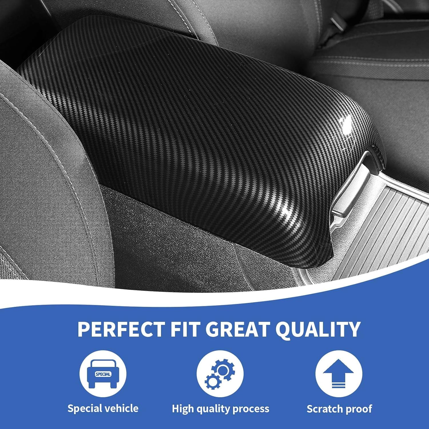 Center Console Cover Armrest Box Waterproof Protector Pet Pad Compatible with 2011-2024 Dodge Charger Interior Accessories Carbon Fiber