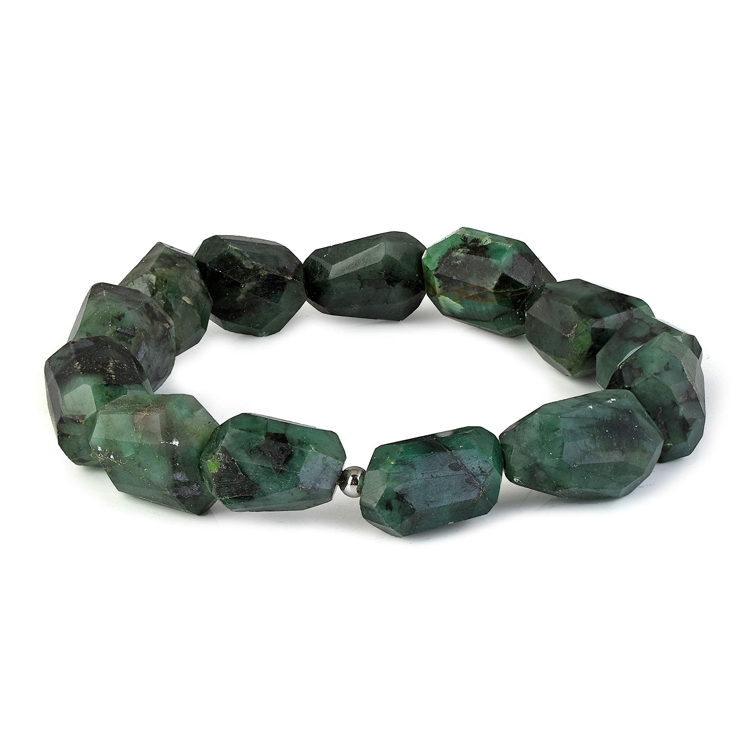 VatslacreationsNatural Emerald Bracelet, Emerald Stretch Bracelet, Negative Energy Protection, Emerald Tumbled Bracelet, Raw Emerald Bracelet, Elastic Bracelet