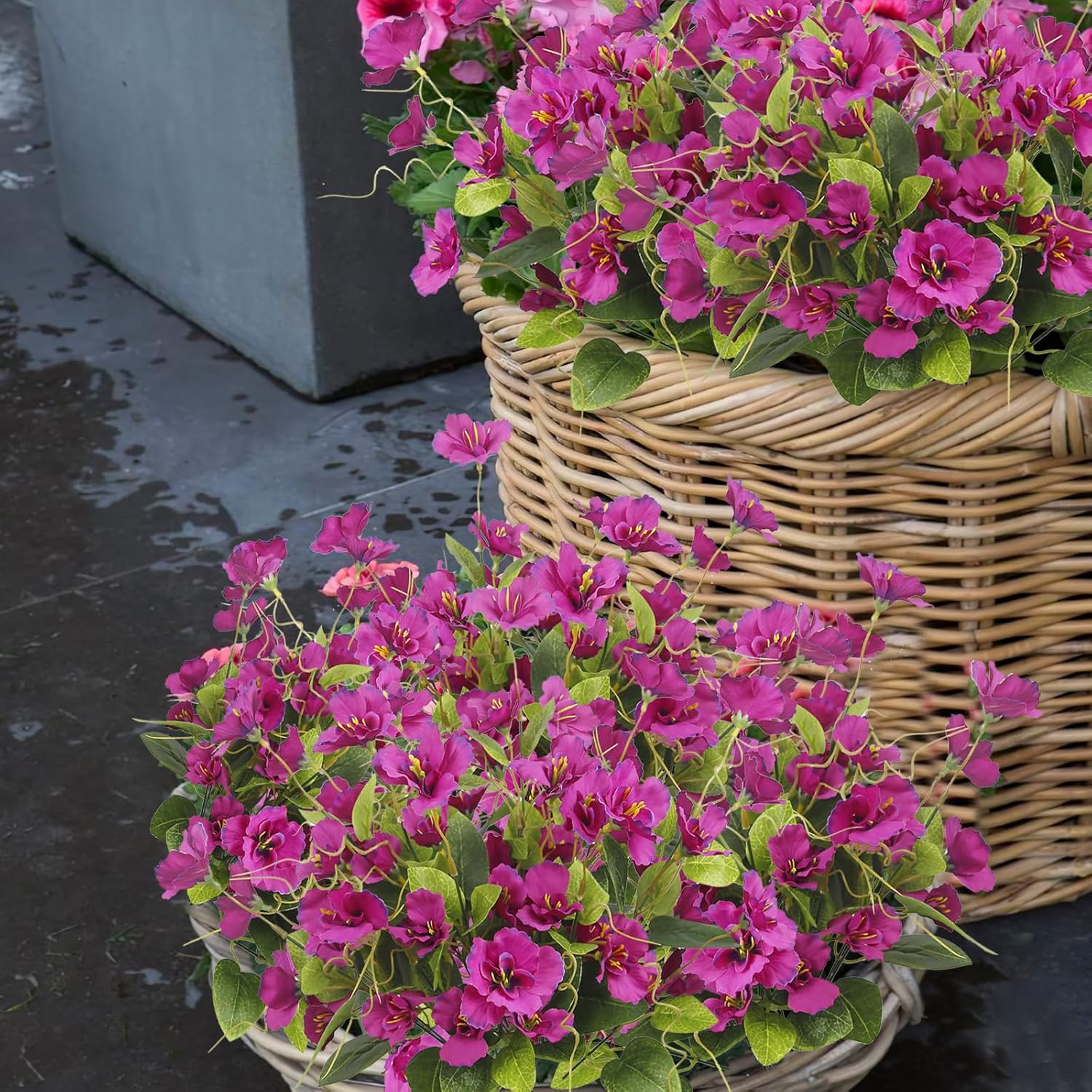 3 Pcs Artificial Flowers for Outdoors Hibiscus Spring Summer Decor Fuchsia Artificial Tropical Flowers Realistic UV Resistant Silk Hibiscus Flowers for Outside Planter Front Door Porch Patio - Image 6