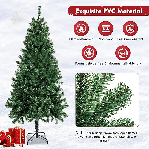 Miniatura 3 de 6Ft Hinged Douglas Full Fir Artificial Christmas Tree Holiday Decoration with 700 Branch Tips, Easy Assembly, Foldable Metal Stand