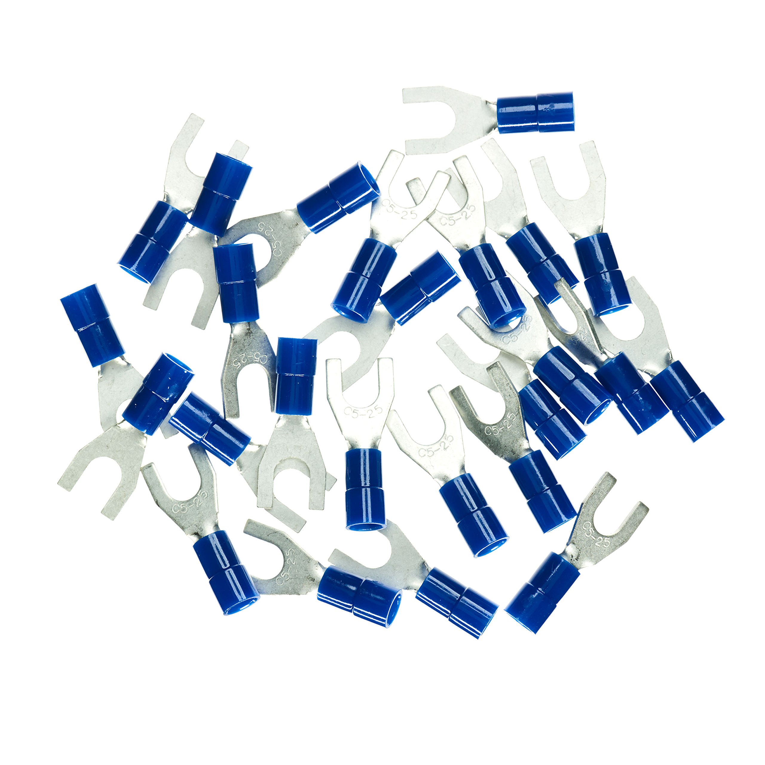 Cosses à fourche isolées Haupa M5 bleues anti-vibration pour câbles 1,5 à 2,5 mm²