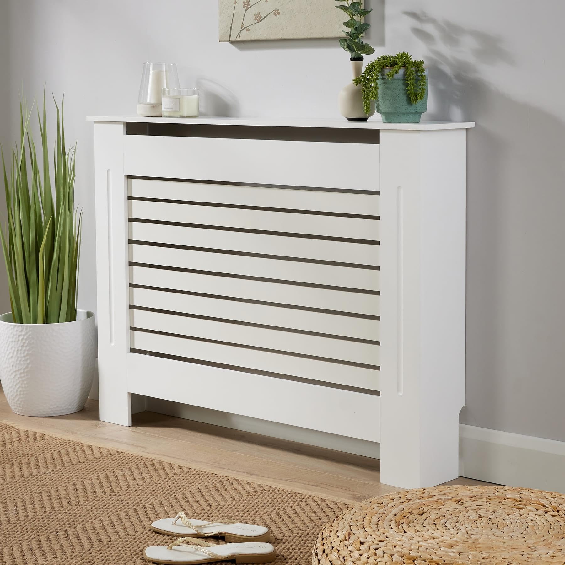Home Source Radiator Cover - Medium - White - MDF