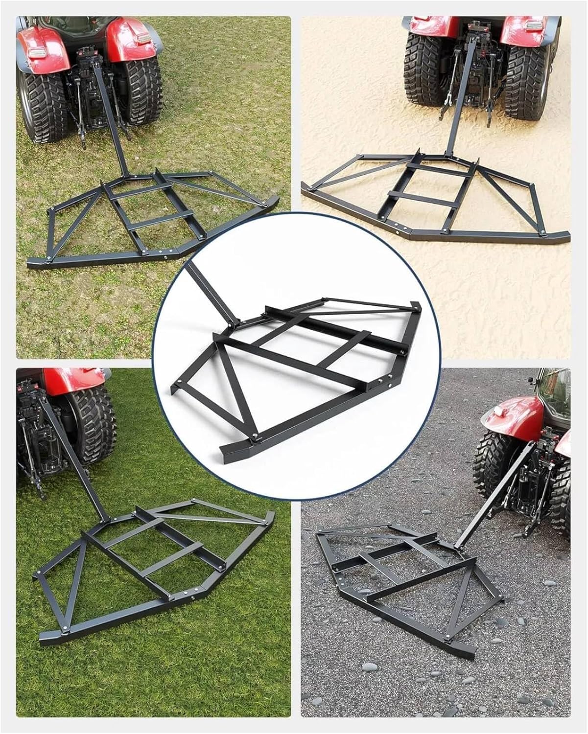 GAOMON Driveway Drag 66" Width, Driveway Drag Grader w/ 3 Sets Adjustable Bolts & 2 Reinforcement Bars Least 100lbs,Tow Behind Drag Harrow with Pin-Style Hitch (Basic Model, 66 inch)