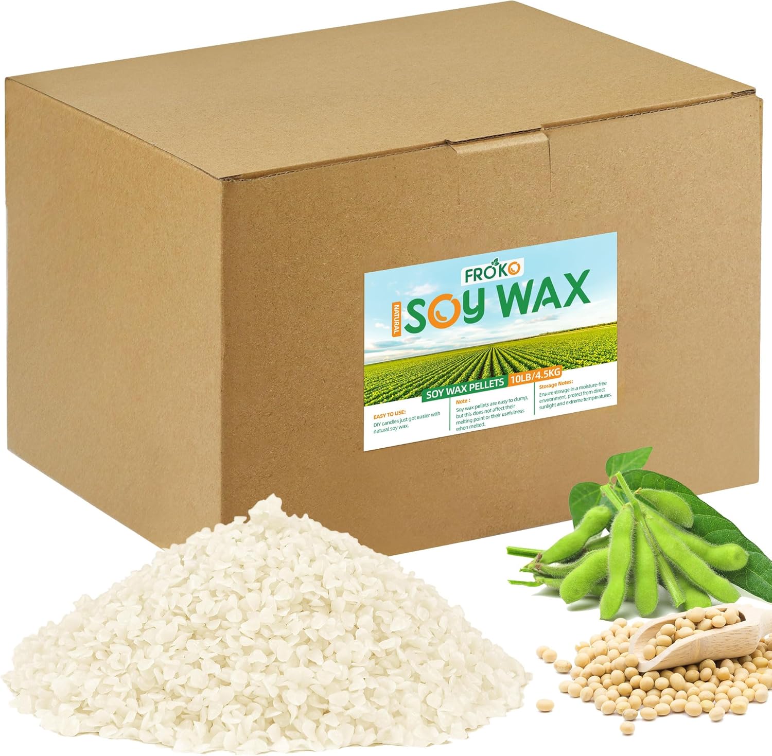 FROKO 10LB Soy Wax, 100 Natural Soy Wax for Candle Making