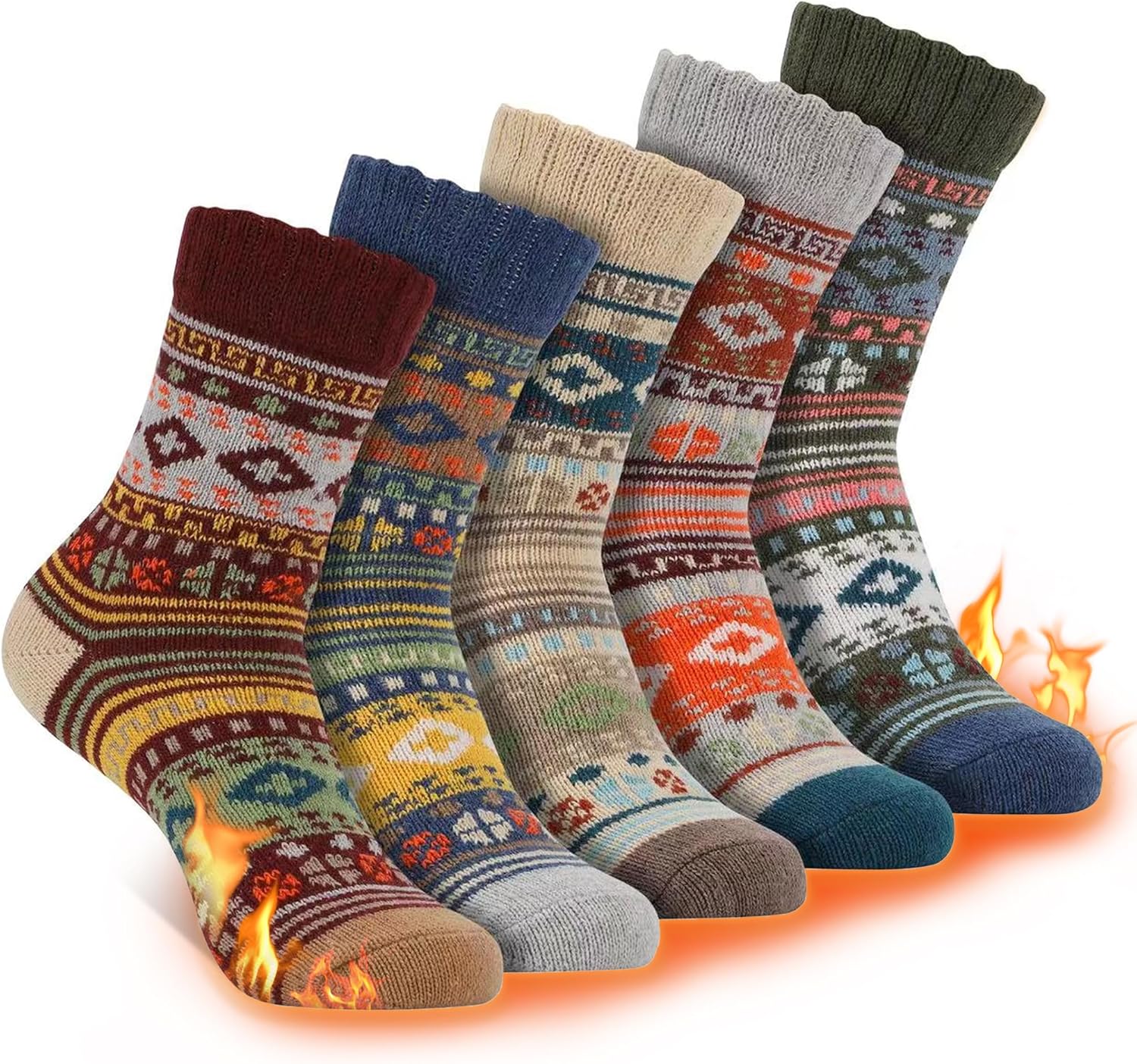 5 Pair Wool Socks Comfortable and Warm Wool Socks Winter Soft Warm Cold
