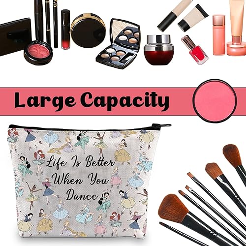 Miniatura 7 de Bailarín Regalo Amante de la Danza Regalo La Vida Es Mejor Cuando Bailas Bolsa De Maquillaje De Viaje Neceser Cosmé, Danza-princesa, Novedad