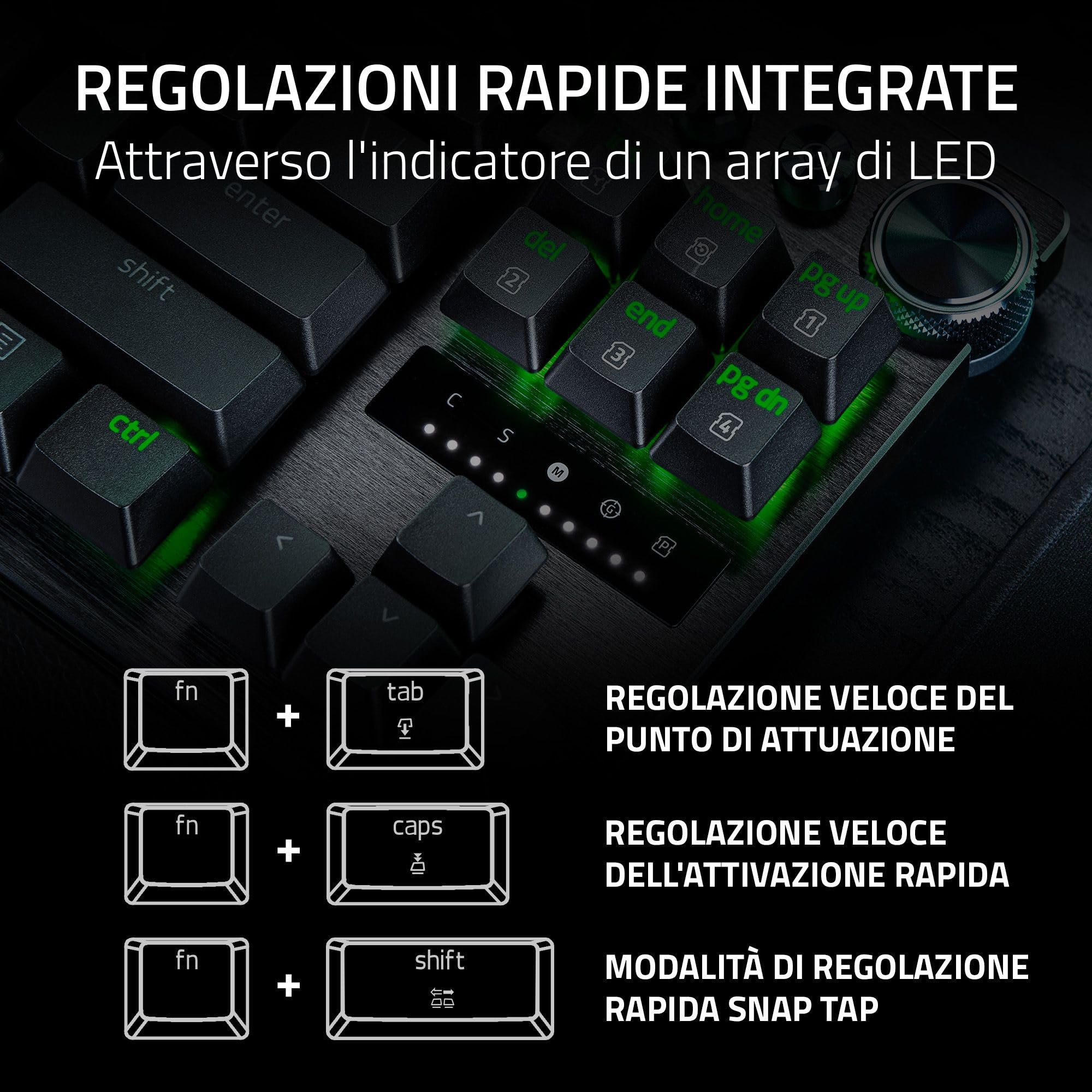 Razer Huntsman V3 Pro Tenkeyless 8KHz - TKL PC Tastiera meccanica da gioco - 8KHz HyperPolling - Switch ottici analogici - regolabile 0,1-4,0mm - Snap Tap - Rapid Trigger - QWERTY US Layout | Nero