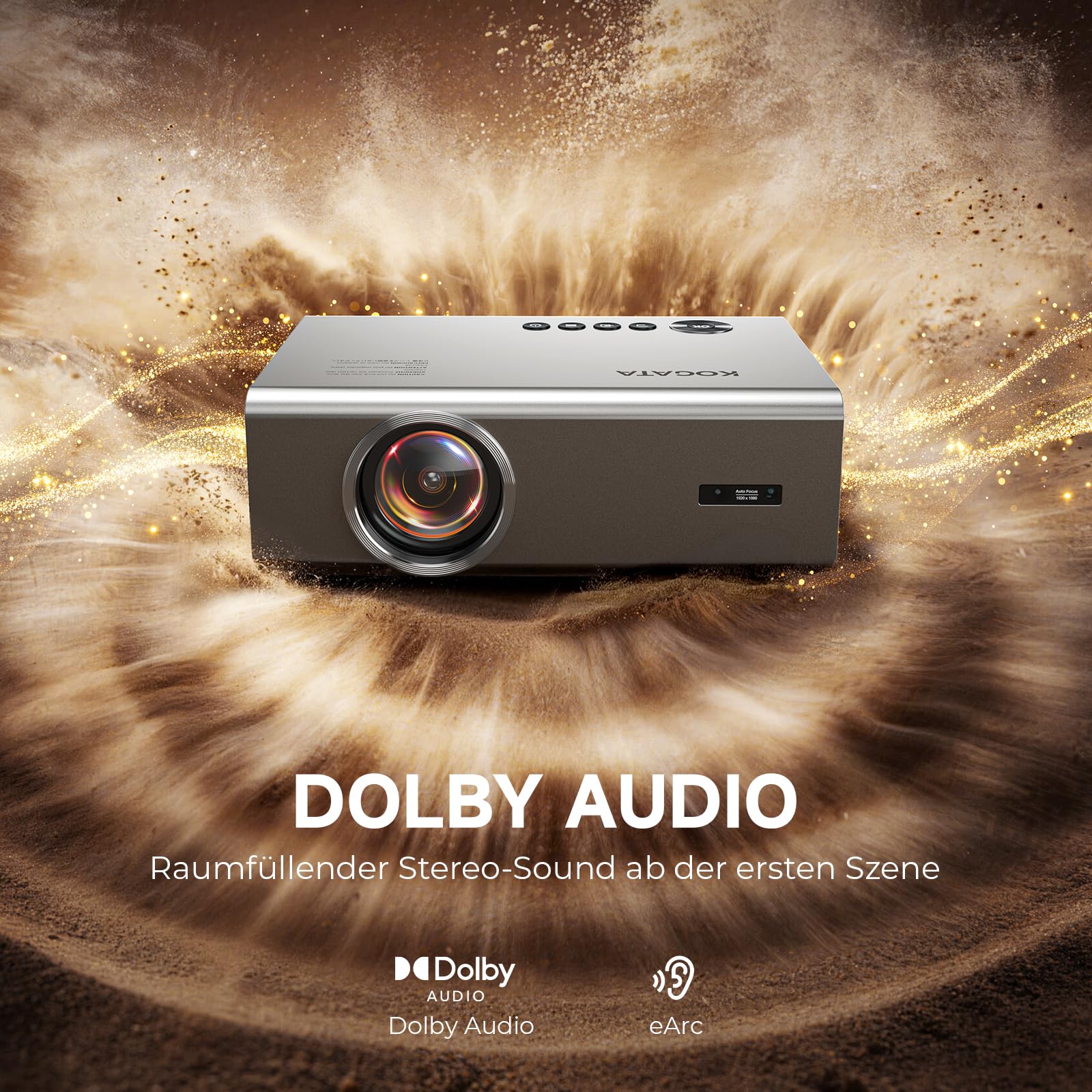 Proiettore intelligente 4K con VIDAA, compatibile con app Netflix, Dolby audio e HDR10+, KOGATA originale AirPlay, messa a fuoco automatica, 6D Keystone, WiFi 6 e Bluetooth, proiettore home cinema per