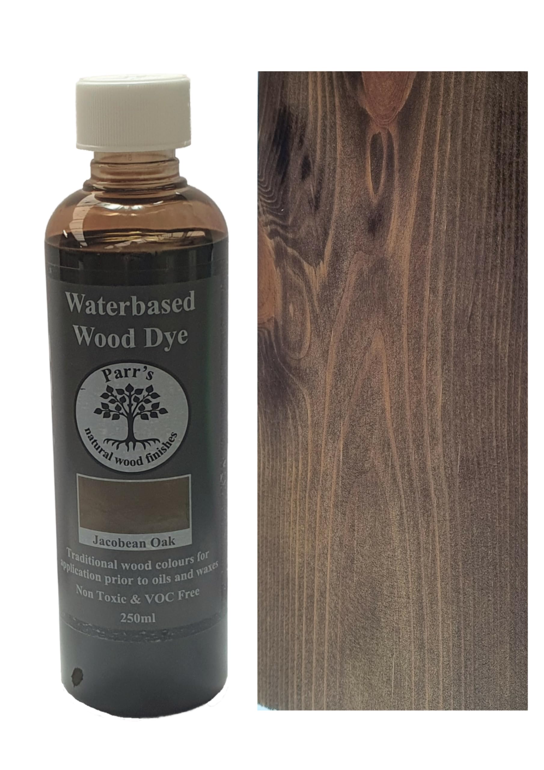 Parr's Brown Water Based Wood Dye/Stain - Environmentally Friendly Voc Free - For Interior Woodwork - Jacobean Oak - 250Ml