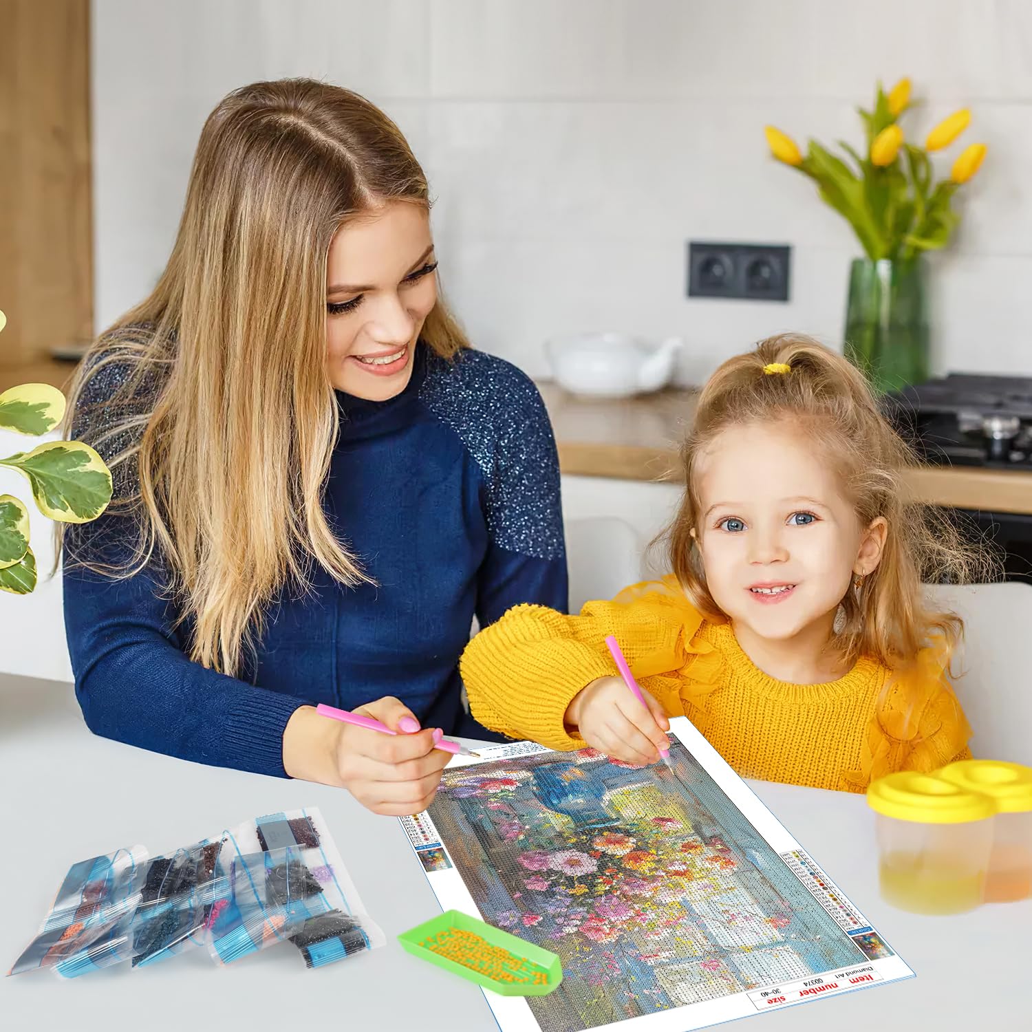 HEIBAGO Cerisiers Diamond Painting Pour Adultes, 5D Nuages Colorés Diamond Painting Complet Diamant Kit, DIY Diamant Broderie Strass Point De Croix Bus Cristal Painting Pour Murale Décoration 30x40cm