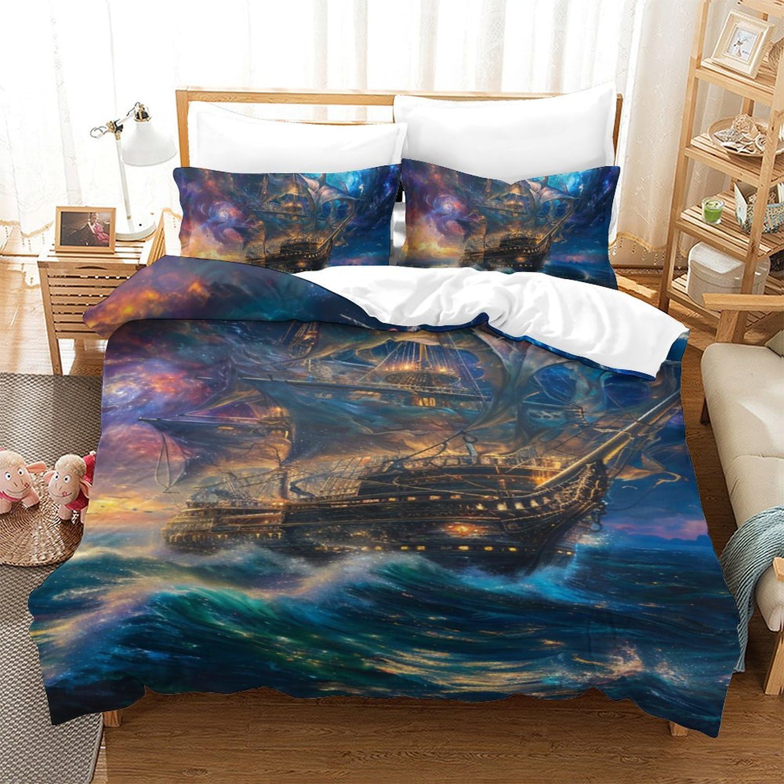 Parure de lit monde marin avec housse de couette ado microfibre