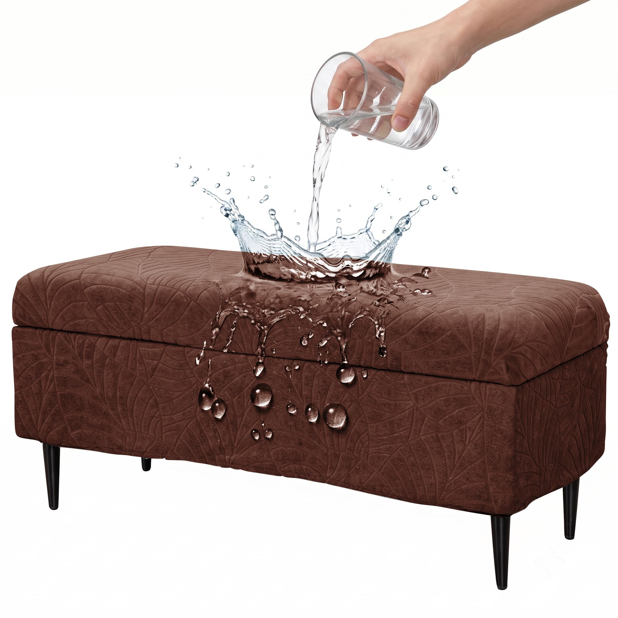FUANGUI Waterproof Ottoman Cover Slipcovers Rectangular Folding Stretch