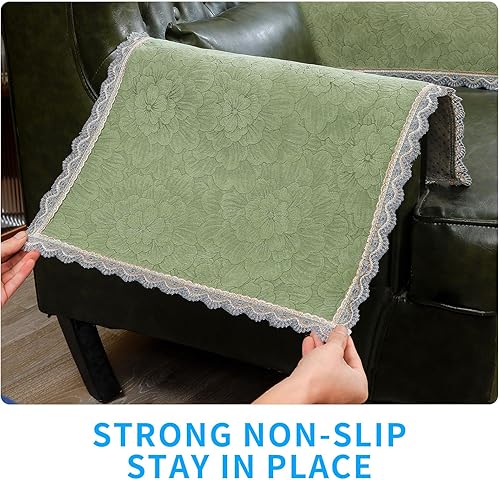 Miniatura 4 de MINJIATEX Juego de 2 fundas para brazos de sofá, fundas de encaje antideslizante para reposabrazos de sofá, fundas lavables para sala de estar,