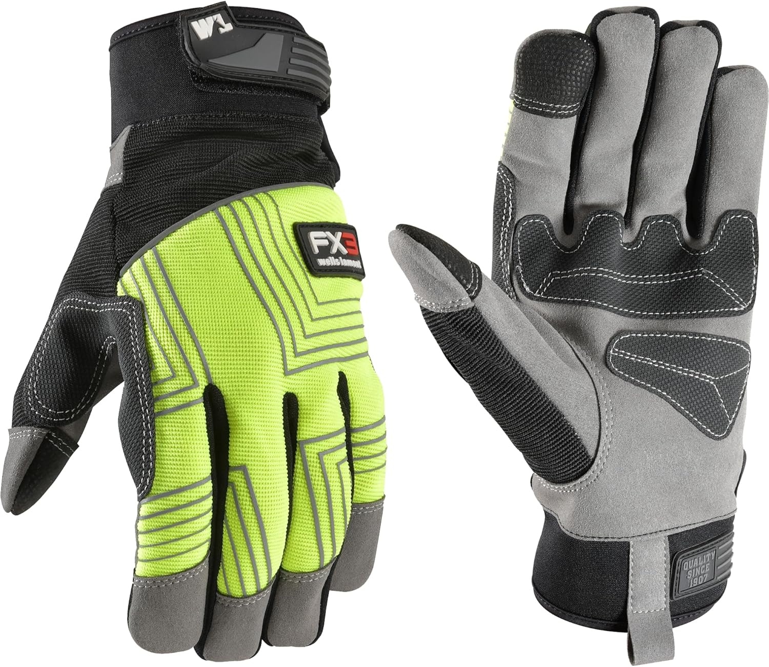 Wells Lamont Men's Work Gloves, FX3 HiViz Extra Wear Grip