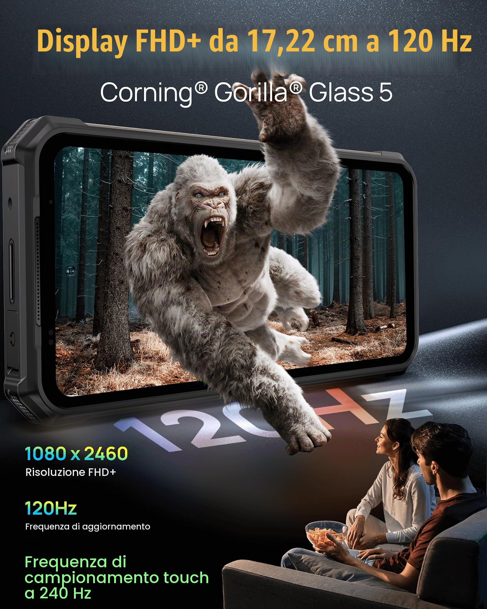 Ulefone Armor 24 Rugged Smartphone 22000mAh, 1000LM Lampada Campeggio 24GB+256GB, Android 13 Dual 4G Helio G95, 6.78" FHD+ 120Hz, 64MP Visione Notturna Telefono Indistruttibile, NFC/OTG/GPS
