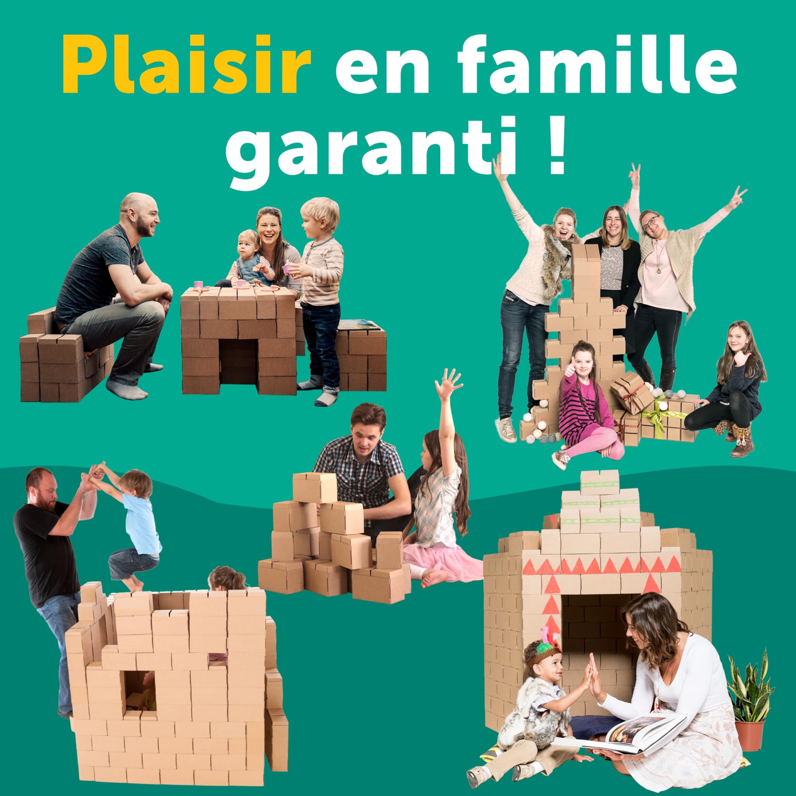 GIGI BLOKS Taille XXL 100 Briques Geantes en Carton Empilables & Emboîtables | Gros Bloc de Construction Enfant Robustes, Faciles à Assembler | Jeux de Construction Enfant Créatifs & Éducatifs