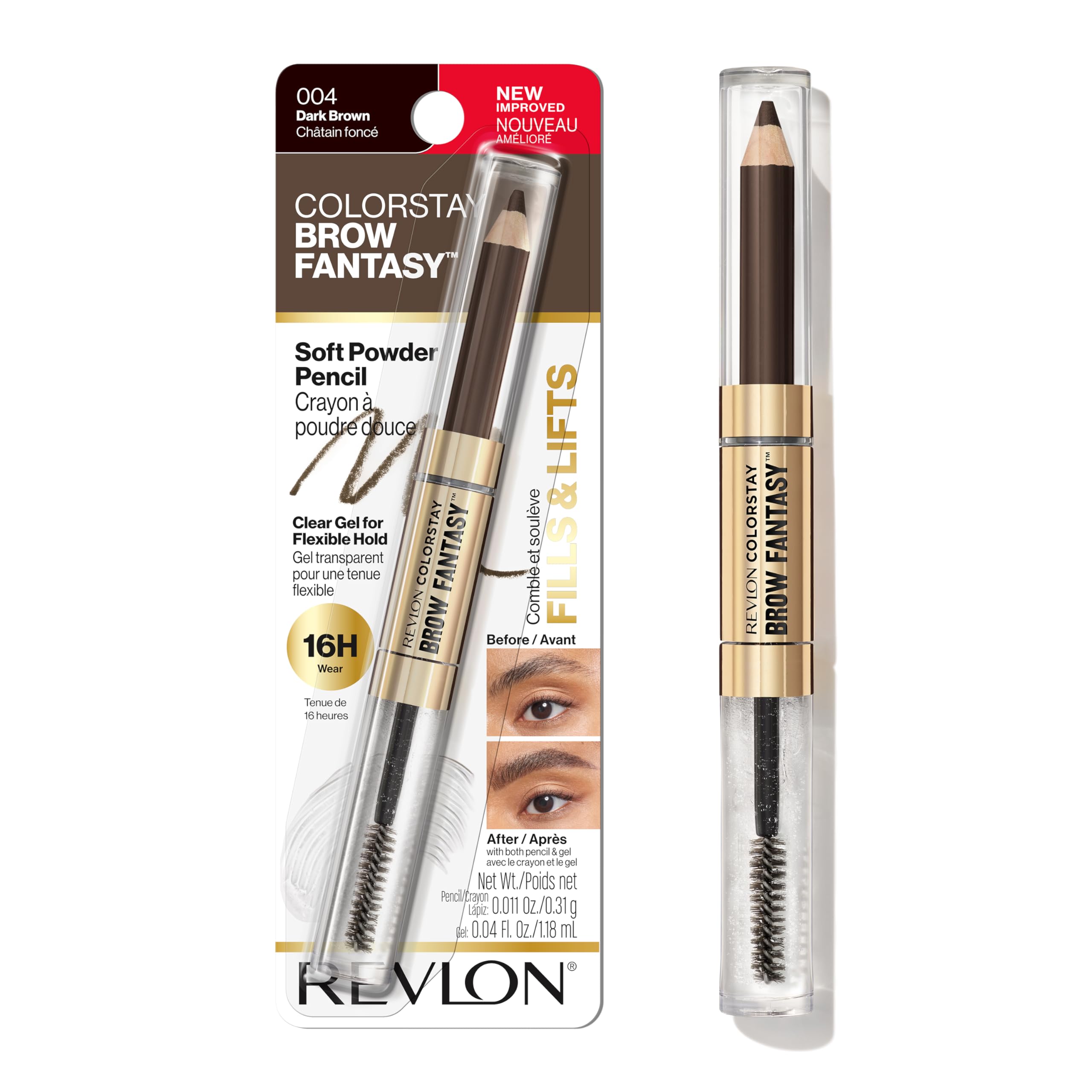 Revlon ColorStay Brow Fantasy Pencil & Gel, 004 Dark Brown
