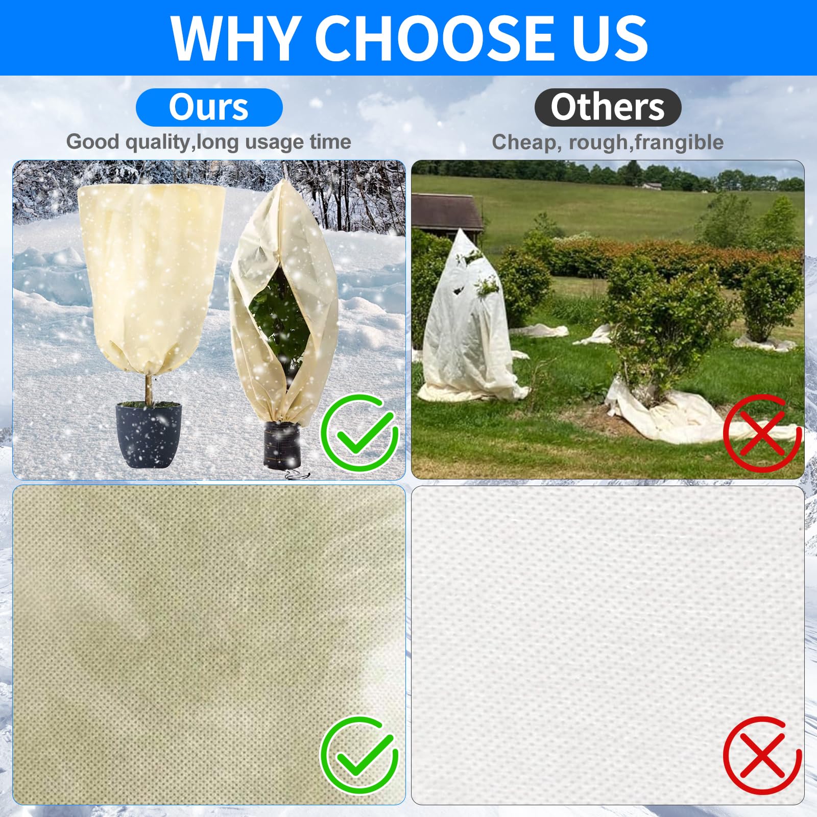 Housse Hivernage Pour Plantes, Voile D'hivernage Plante Avec Cordon De