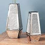 Vases de fleurs en diamant broyé, vase miroir en verre décoratif 36H cm, Vase de table en verre argenté, vase de cristal argenté pour décoration maison, ne peut pas retenir l'eau
