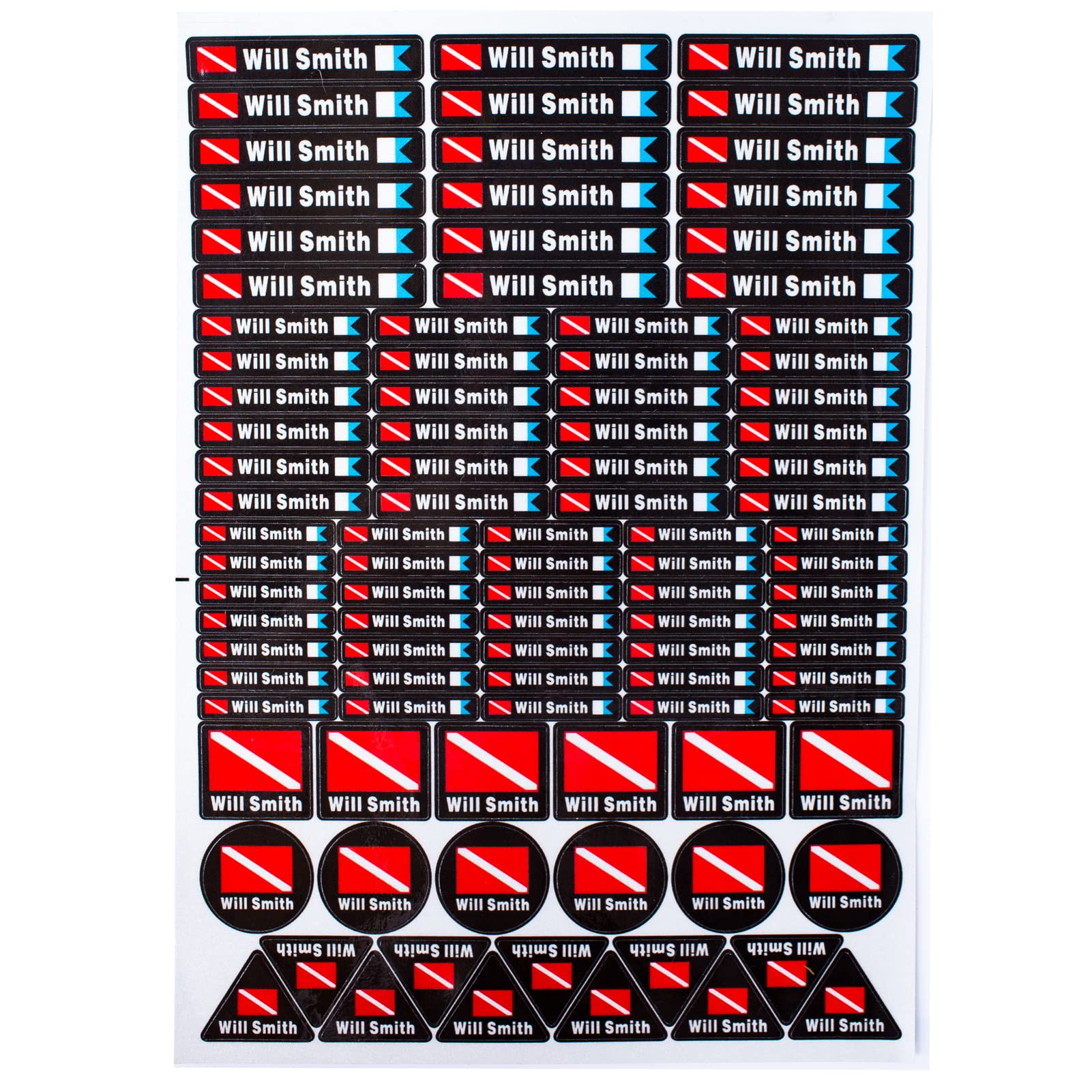 3M Personalized Waterproof Reflective Sticker Sheet for Scuba Diving Gear, Water Sports,Scuba Diving Accessory Necessity