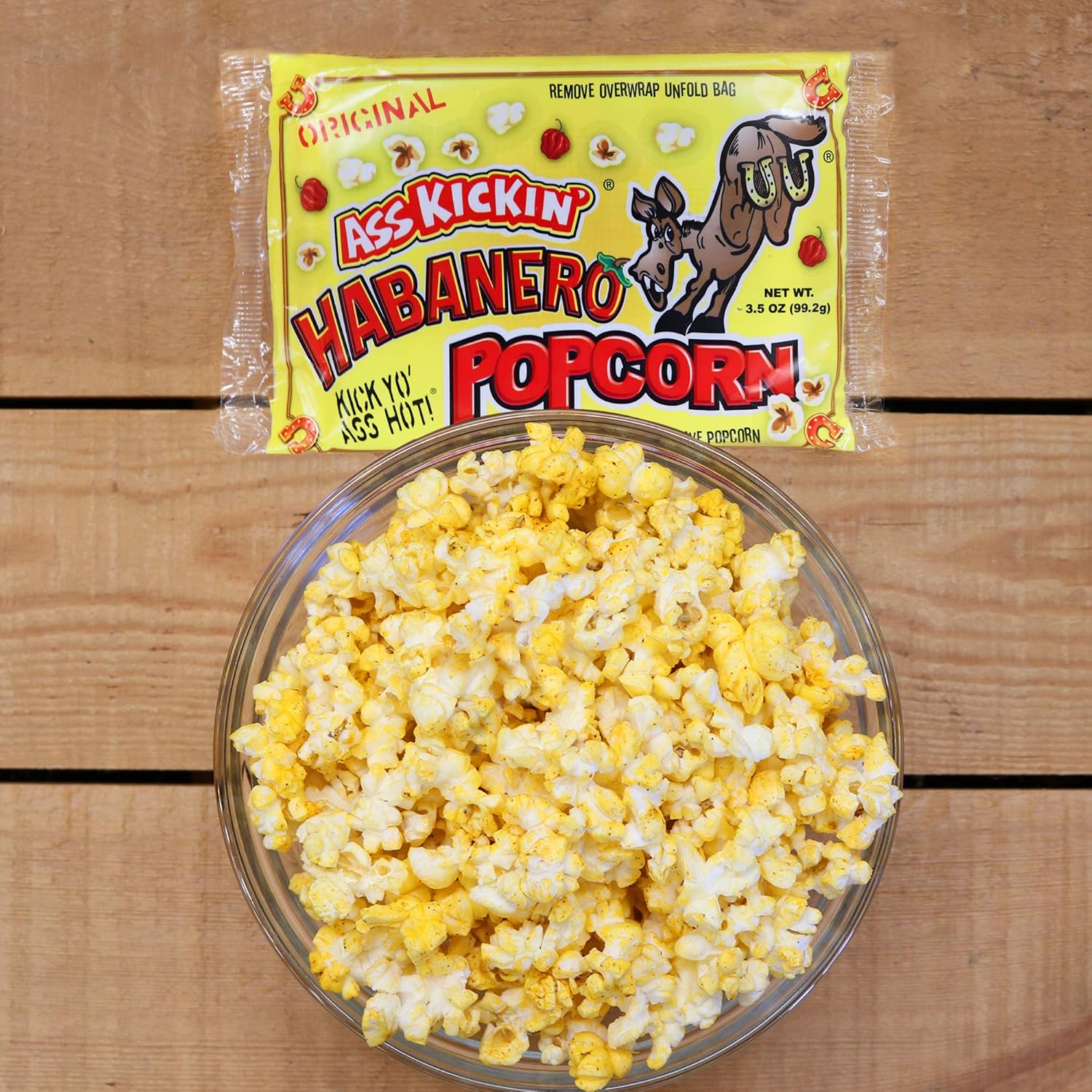ASS KICKIN' Habanero Microwave Popcorn - 12 Pack - Ultimate Spicy Gourmet Gift - Makes a Great Movie Theater Popcorn or Snack Food - Try if you dare!