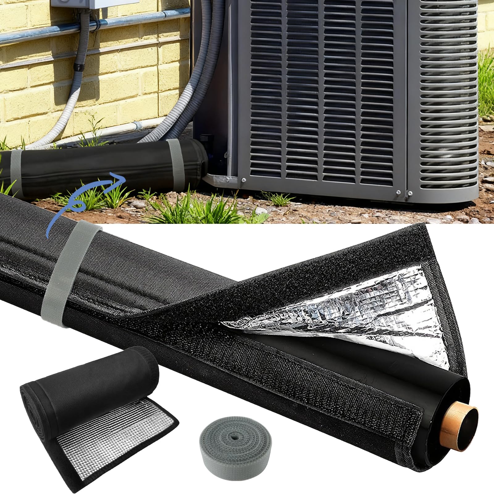 5-Layer HVAC Pipe Insulation Foam Tube, Cut-to-Fit AC Line Insulation Cover