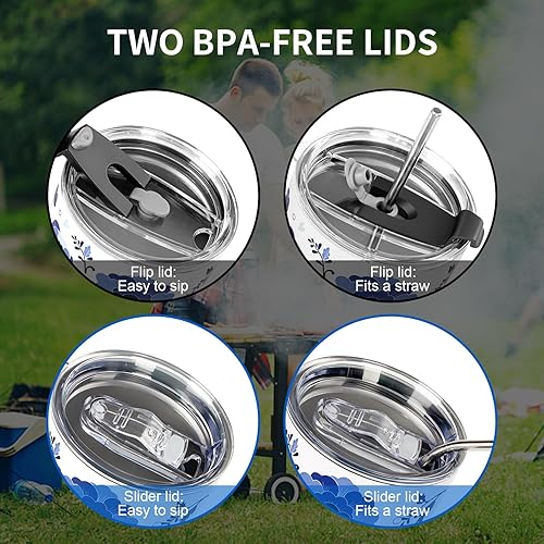 Miniatura 4 de Vaso de 30 onzas con tapas y pajillas, vaso aislado de doble pared, vaso de acero inoxidable al vacío, con recubrimiento en polvo, taza de café de