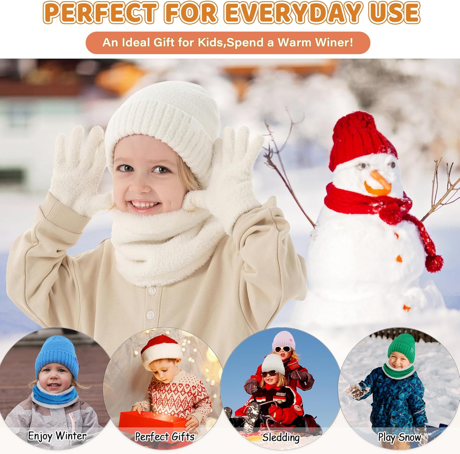 Toddler Kids Winter Hat Scarf Gloves Set Cold Weather Beanie Hats Fleece Neck Warmer for 4 5 6 7 8 Year Old Boys Girls Gifts - Image 6