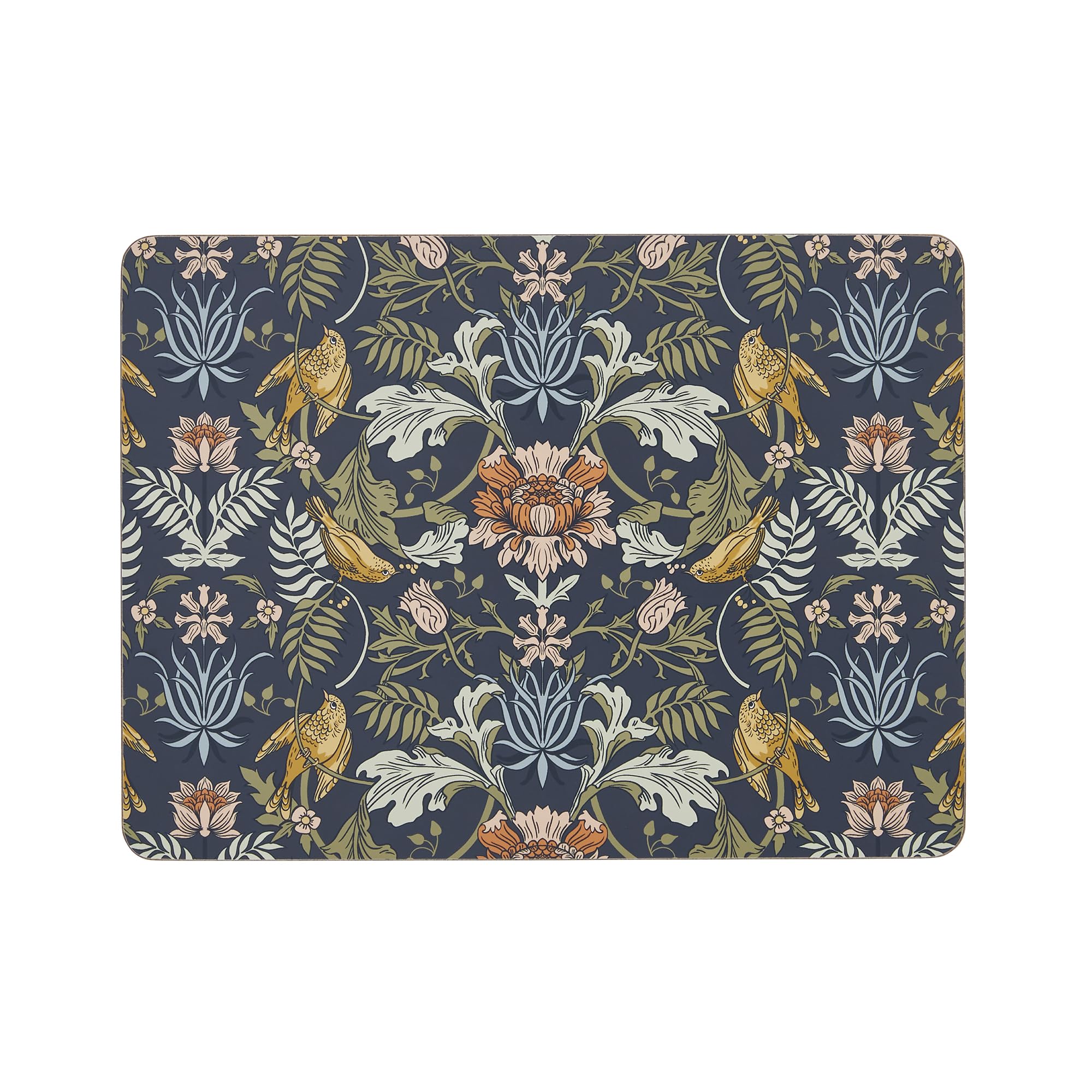Ulster Weavers Navy - William Morris Place Mats For Table - 4X Pieces (21 X 29 X 0.5Cm) - Vintage Floral Printed Cork Placemats Set Of 4 - Kitchen Accessories - Placemats - Table Mats With Floral