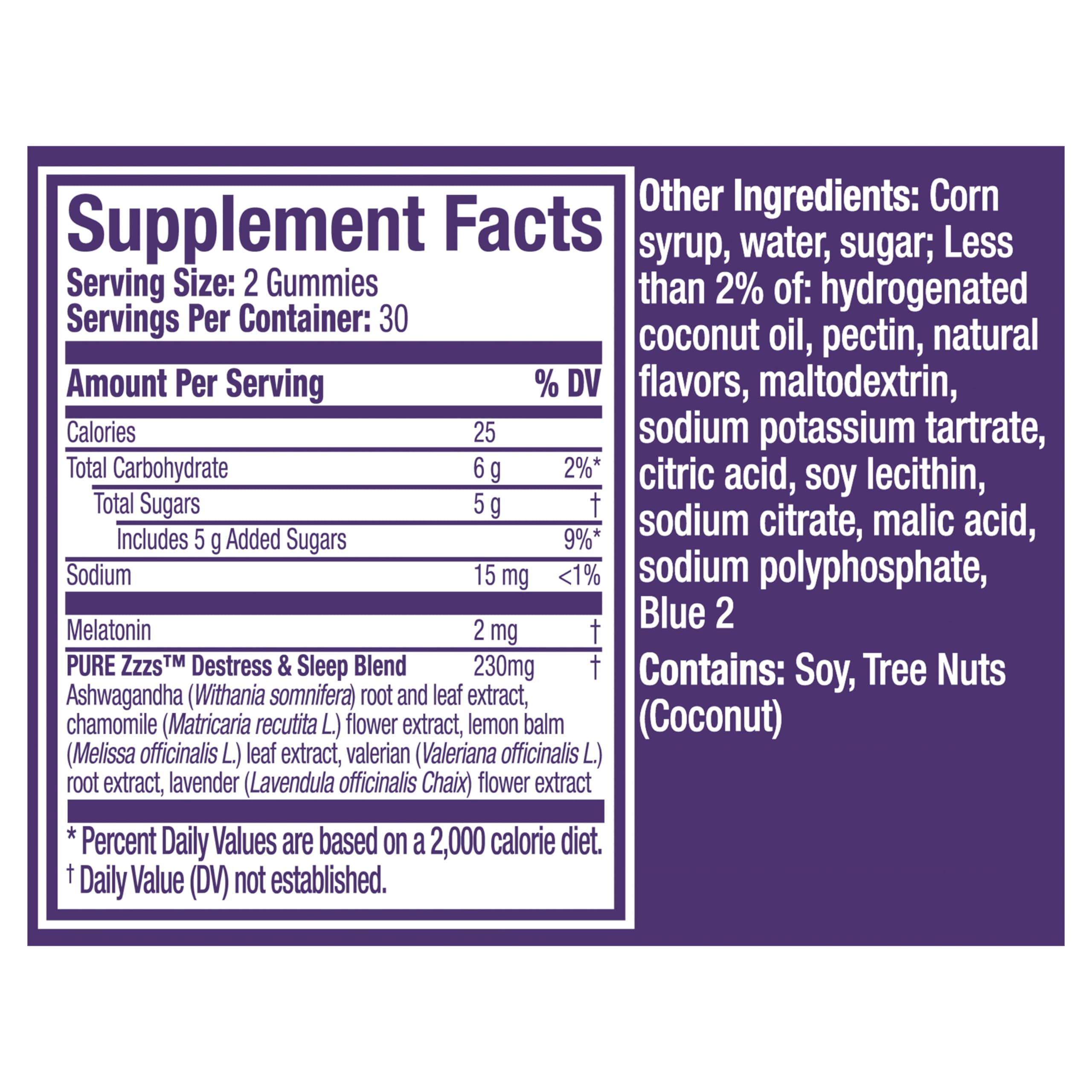 ZzzQuil Pure Zzzs De-Stress 2mg Melatonin Gummies,Sleep Aids for Adults,Ashwagandha for Stress Support,60 Gummies,(Pack of 2) — Amazon image 7