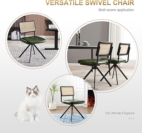 Miniatura 7 de Zesthouse Silla de escritorio sin reposabrazos, silla de oficina moderna de mediados de siglo con malla de ratán y respaldo de madera, silla