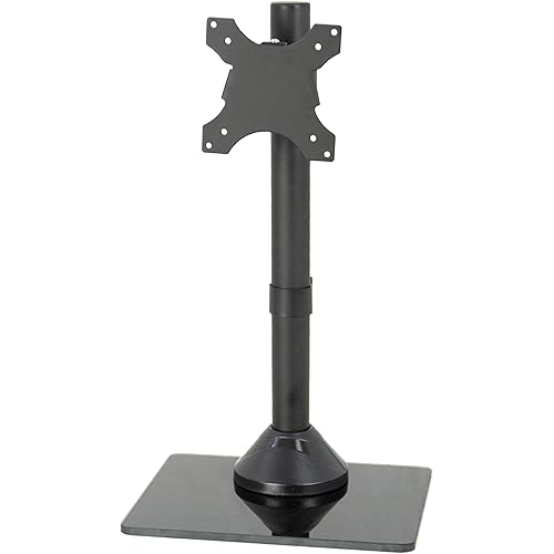 VIVO Single LCD Computer Monitor Mount, Freestanding Desk Stand with Glass Base for 1 Screen up to 32 inches STAND-V001HG