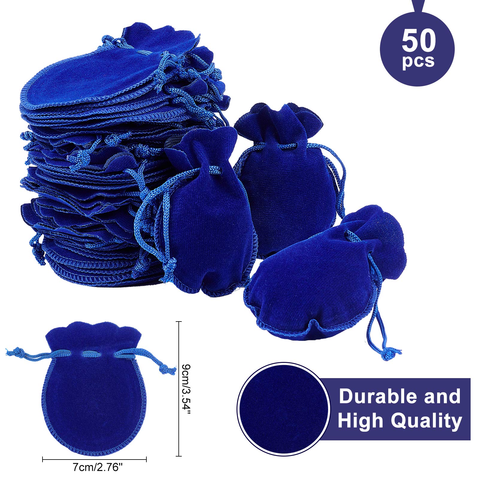 TopTie 50 Sacchetti Regalo In Raso Blu Royal 7x9 Cm - Con Coulisse, Per Gioielli, Bomboniere, Feste E Fai Da Te - 4