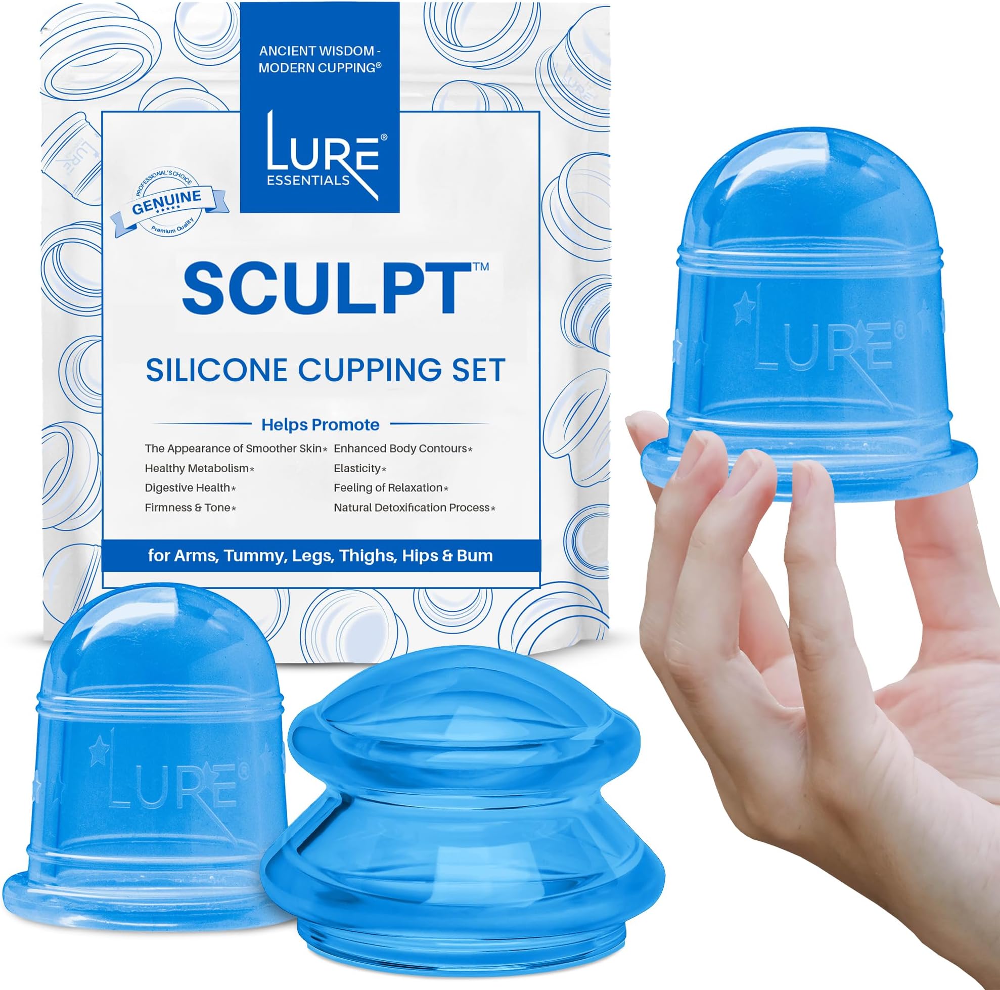 Sculpt Silicone Cupping Theapy Set Anti Cellulite Cup Massager, Vacuum Suction for Lymphatic Drainage