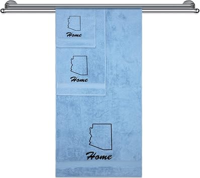 State Home Monogrammed Towel Set, Bathroom Towels, Super Soft, Highly Absorbent, Turkish Towels, 100% Cotton 3 Piece Towel Set, Includes 1 Bath Towel, 1 Hand Towel, 1 Washcloth, Arizona