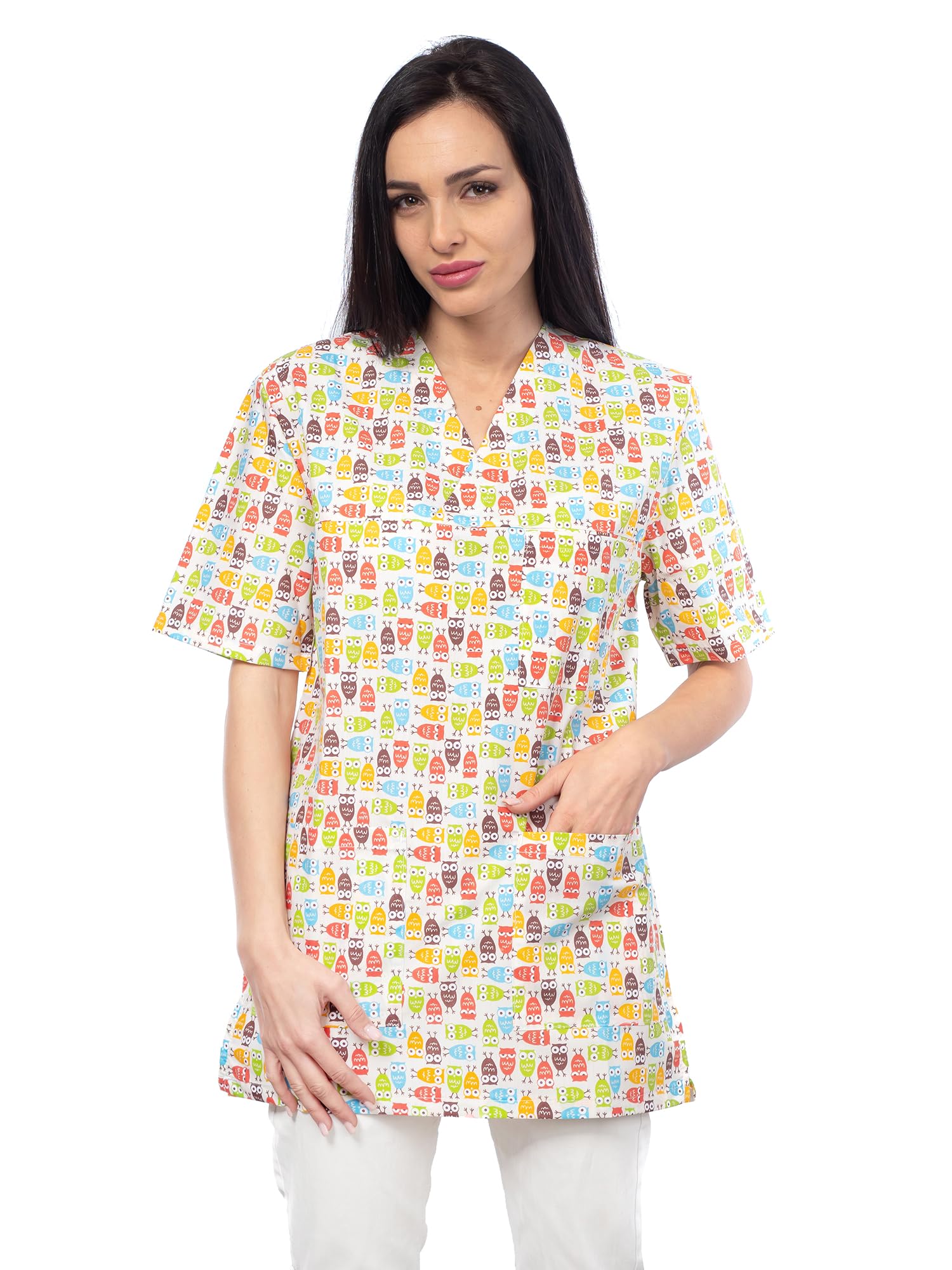 DINOZAVR Bruna Sanitario Camisa Médica con Cuello en V para Mujeres — view 7