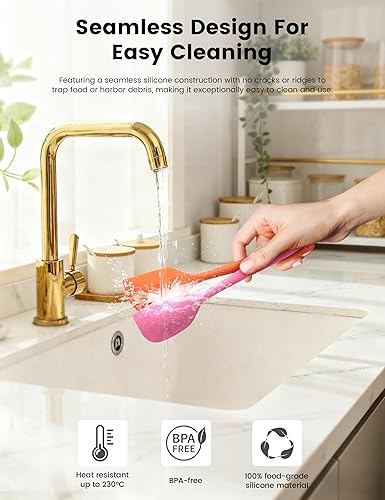 Miniatura 4 de Espátulas de silicona, silicona de grado alimenticio, raspador de goma de 8.5 pulgadas con resistente al calor, diseñado para cocinar, hornear,