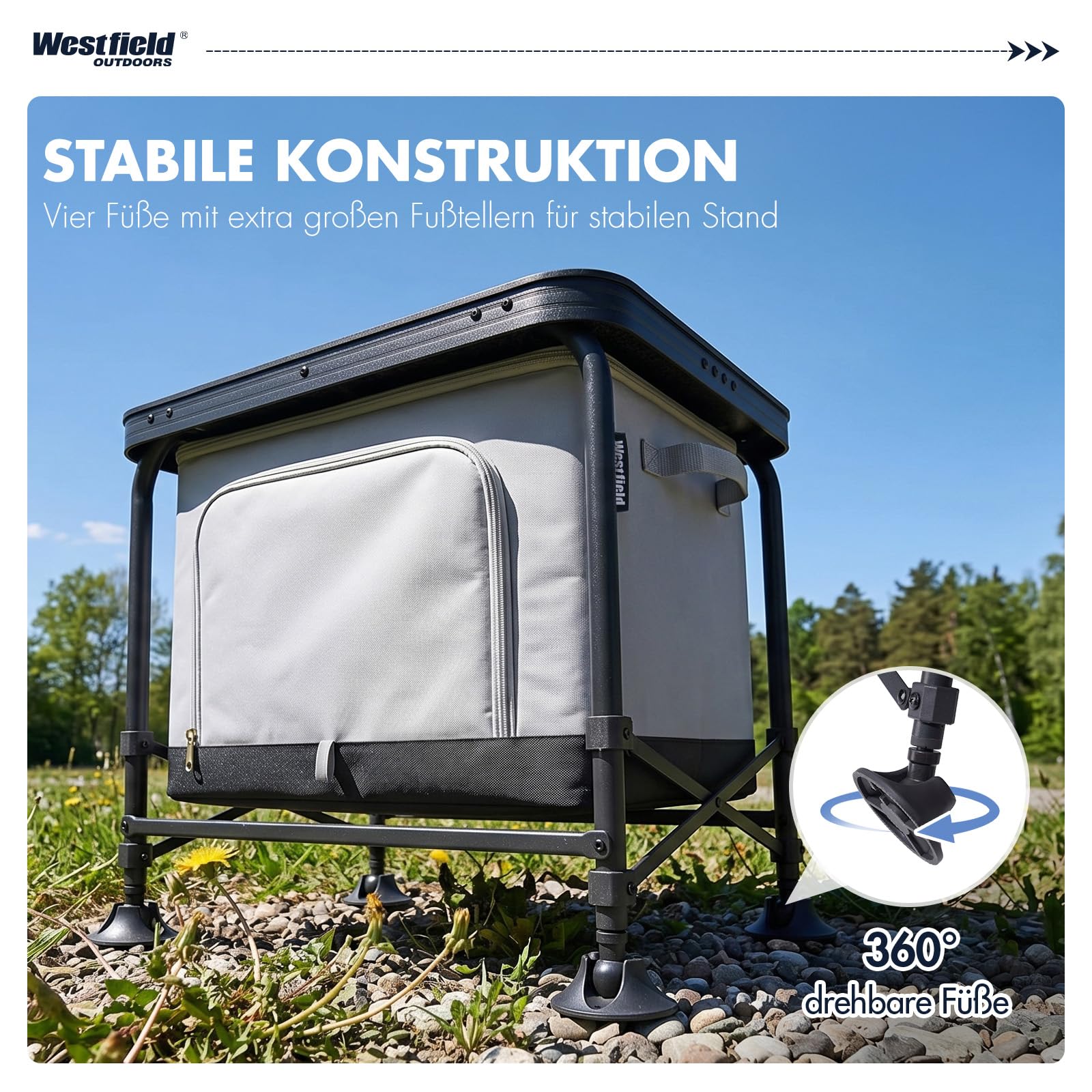 Westfield Outdoors Modulor I+, Campingschrank Faltbar, Campingküche Klappbar mit Tragetasche, Faltschrank Klappschrank viel Stauraum Tragbar für Camping, Balkon, Terrasse
