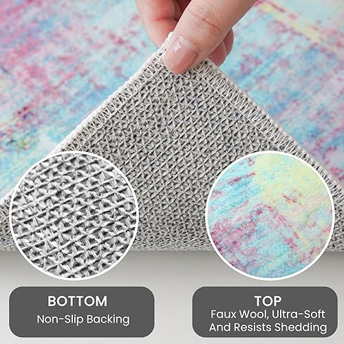 Miniatura 44 de IOHOUZE Alfombra pequeña abstracta de 2 x 3 pies, alfombra de entrada lavable para entrada interior, alfombras con respaldo de goma, alfombra Gris