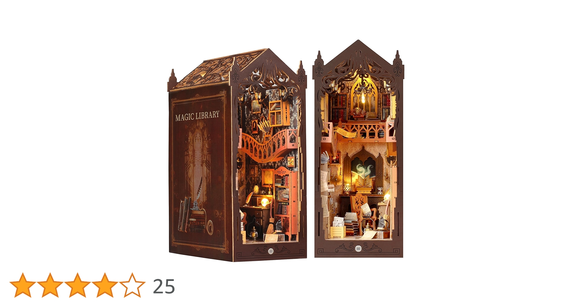 DIY Book Nook Kit - Bookend Diorama with LED- 3D Wooden Puzzle DIY