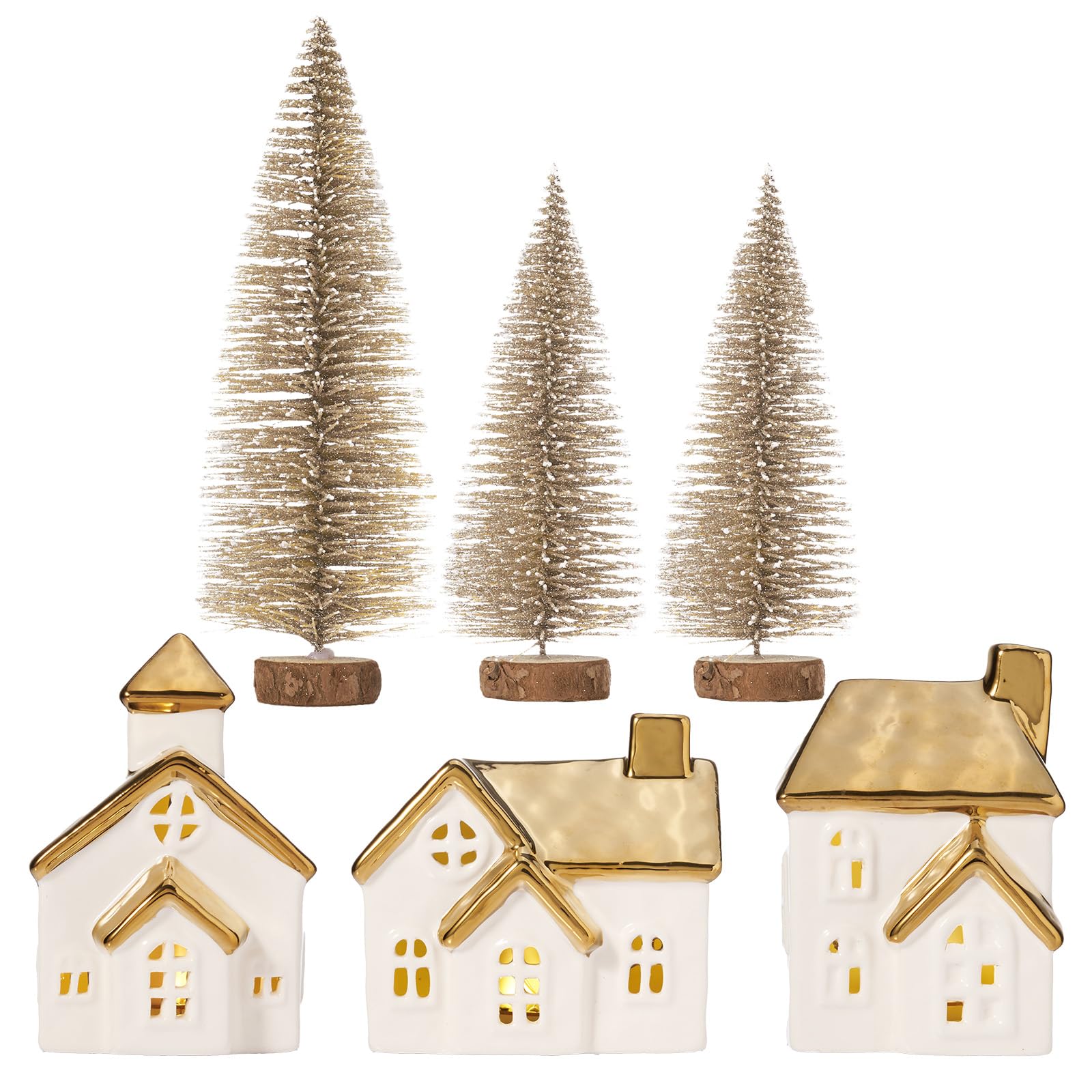 DN DECONATION Weihnachtsdeko Häuser Set, 6-teilig für Tischdeko Innen