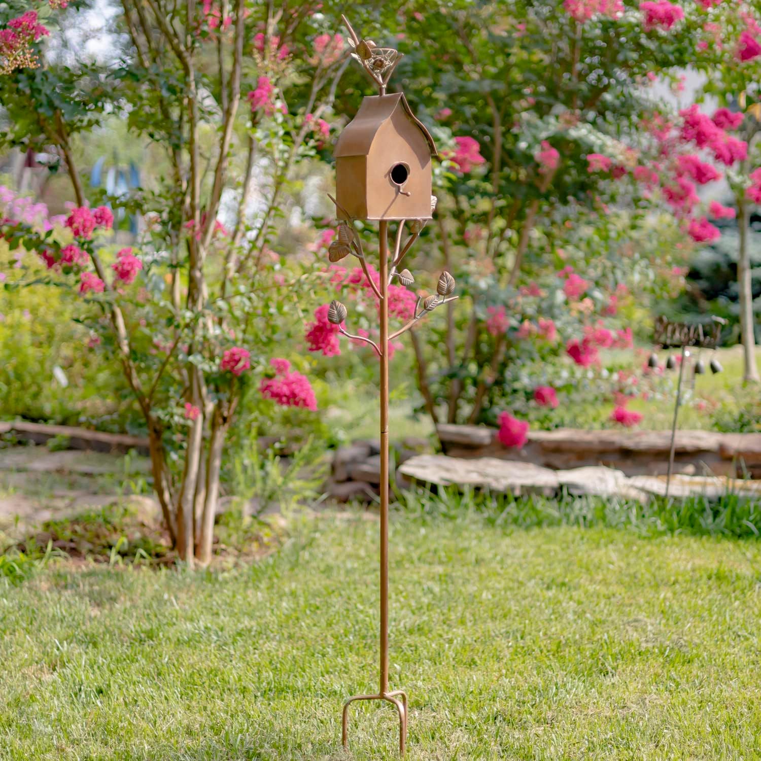 Zaer Ltd. Large Copper Colored Birdhouse Garden Stakes (House Shape)