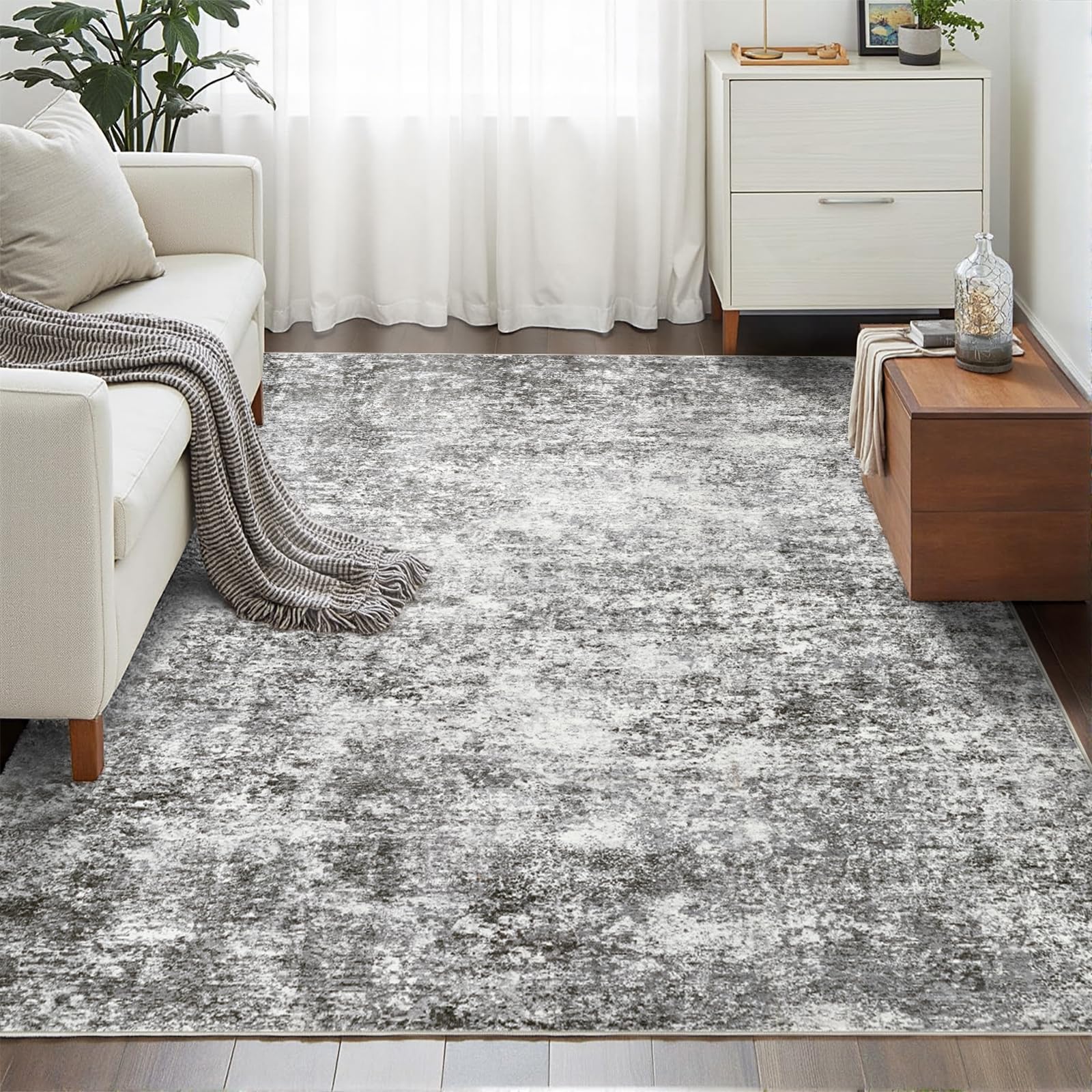 LOVORAL Area Rugs for Living Room: 5x7 Washable Neutral Abstract Rug for Bedroom Large Soft Modern Dining Room Rugs Indoor Floor Low Pile Carpet for