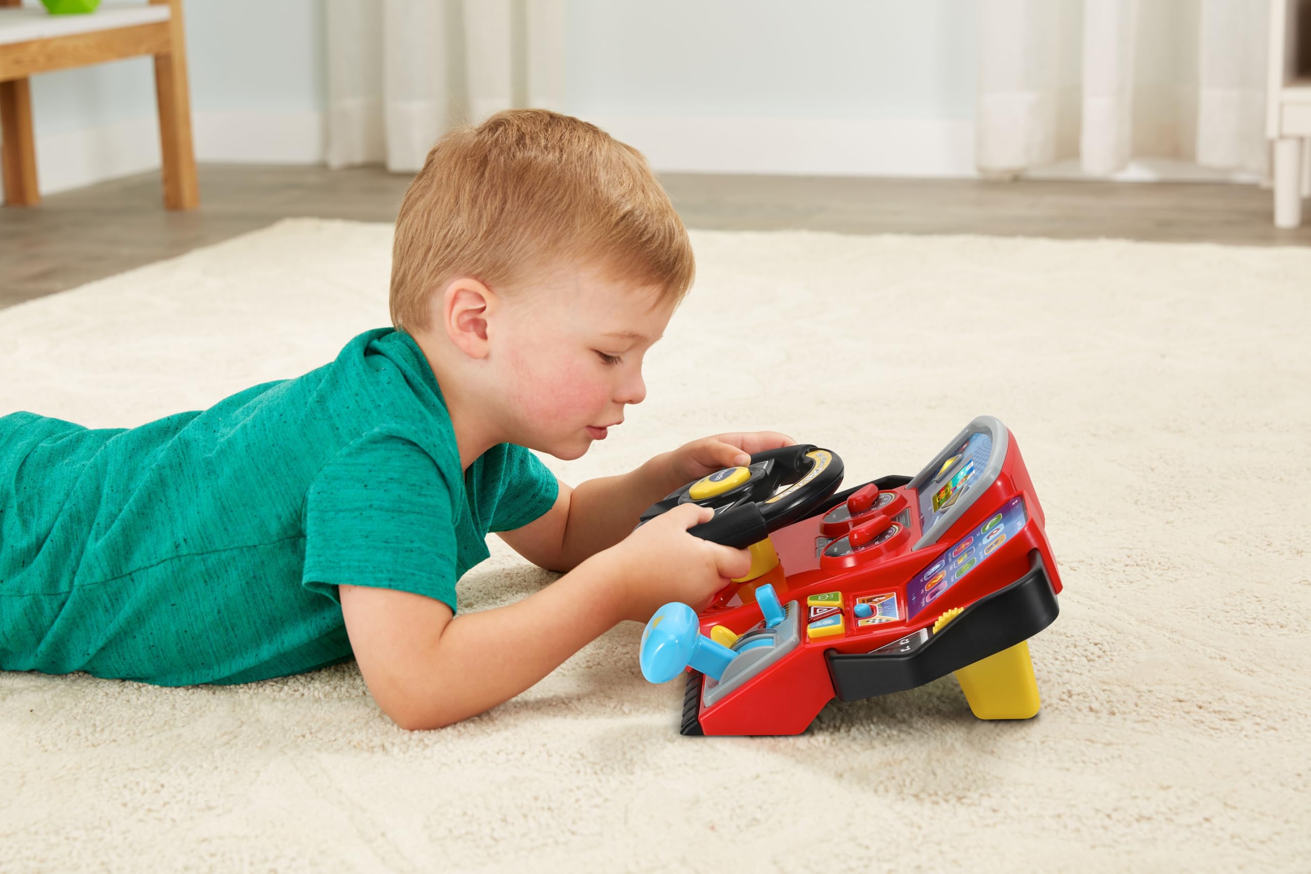 VTech Kierownica Turbo Pilot, kierownica dla dzieci z interaktywną deską rozdzielczą, ponad 20 gier edukacyjnych i 9 obwodów, ekran LCD, klakson i wskaźnik kierunku, język włoski, baterie w zestawie | 20 gier edukacyjnych, 9 obwodów, ekran LCD, klakson, w