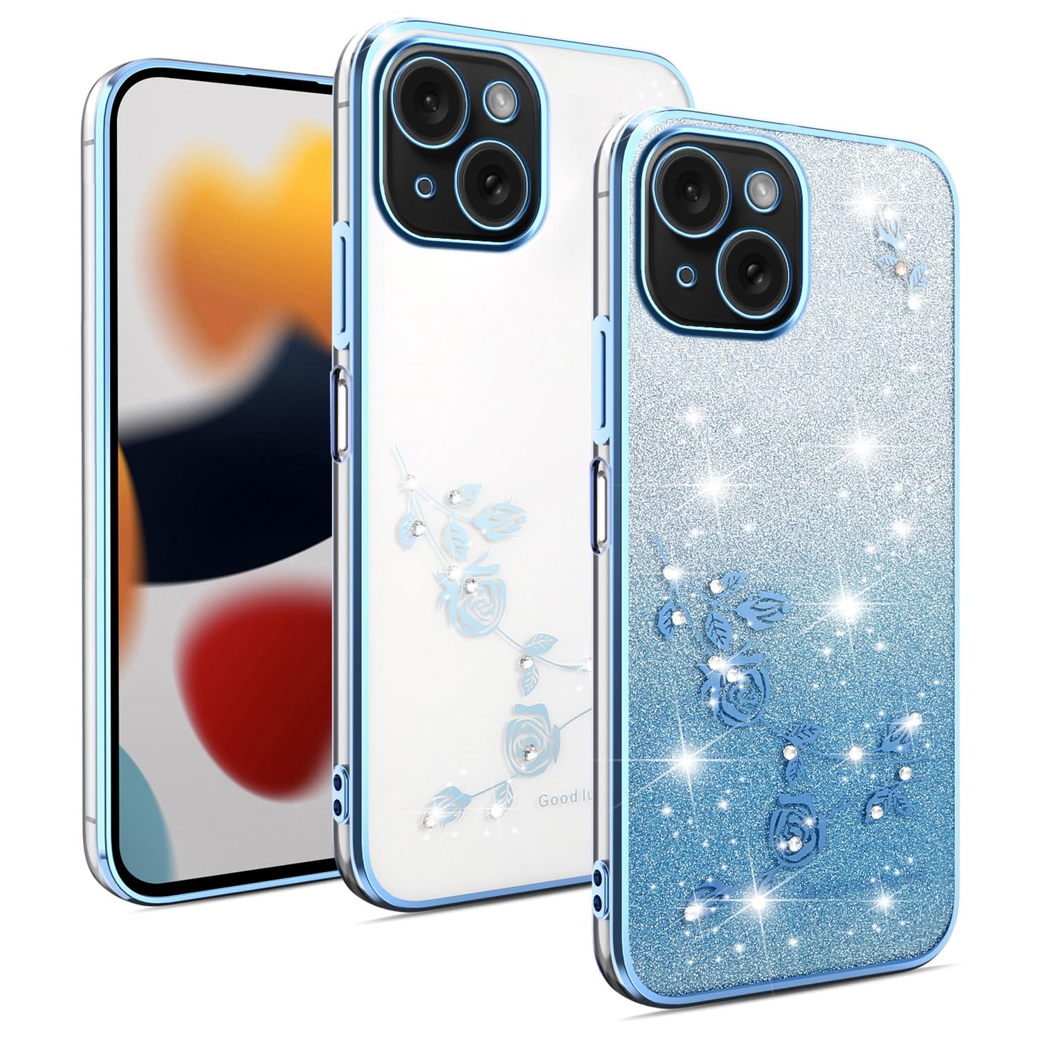 XINYEXIN Coque à Paillettes Pour Vivo 40 Lite 5G - Strass Bleus - Protection Fine Et élégante